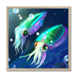 Squids in Sea Framed Print