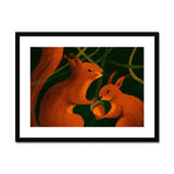 Squirrels in Forrest Framed & Mounted Print