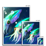 Squids in Sea Framed Print