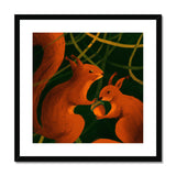 Squirrels in Forrest Framed & Mounted Print