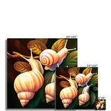 Snail on Leaves Rolled Eco Canvas