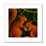 Squirrels in Forrest Framed & Mounted Print