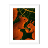 Squirrels in Forrest Framed & Mounted Print