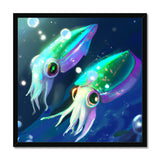 Squids in Sea Framed Print