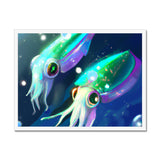 Squids in Sea Framed Print