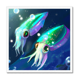 Squids in Sea Framed Print